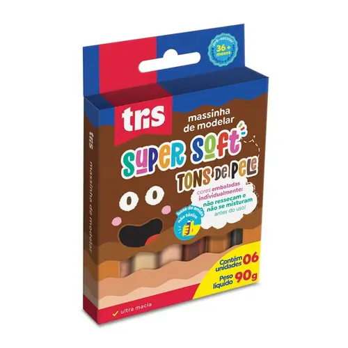 Massa de Modelar Amido 90g Tris Super Soft Tons de Pele com 6 Cores
