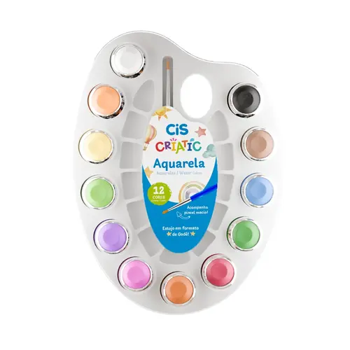 Aquarela Escolar Lavável 12 Cores Criatic Cis