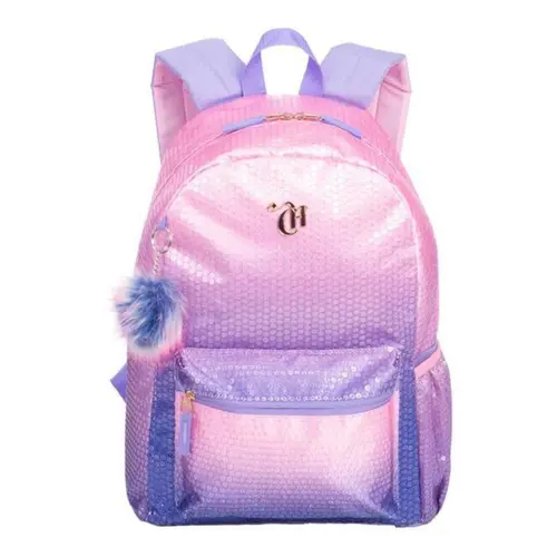 MOCHILA FEM JOVEM S/RODA M SESTINI CAPRICHO PAETE ROSA/LILAS