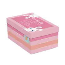 CAIXA PRESENTE OVO DE COLHER 350G 17,5CMX13,5CMX10CM CROMUS COELHINHOS ROSA 10 UN