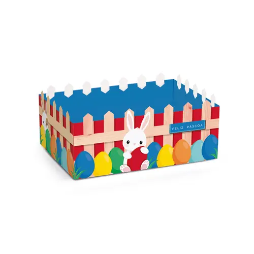 Cesta de Papel Cerquinha M 14x9x4,5cm Cromus Coelhinho Sai da Toca