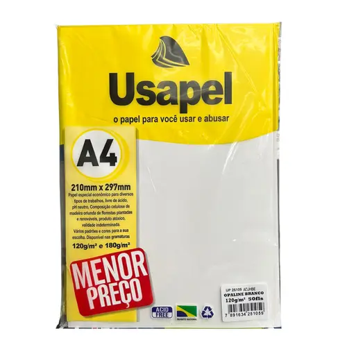 Papel Opaline A4 120g 50 Folhas USAPEL Branco