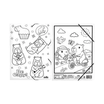 Pasta Aba Elástico A4 220 x 310mm Dello Be Capy para Colorir Capivara Passeio