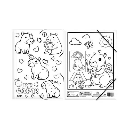 Pasta Aba Elástico A4 220x310mm Dello Be Capy para Colorir Capivara Pintor