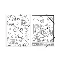 Pasta Aba Elástico A4 220x310mm Dello Be Capy para Colorir Capivara Pintor