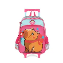 Mochila Infantil Com Rodas Luxcel Up4You Capivara Pink IC42112UP