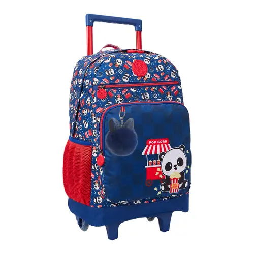 Mochila Infantil com Rodas Xeryus College Panda Pipoca