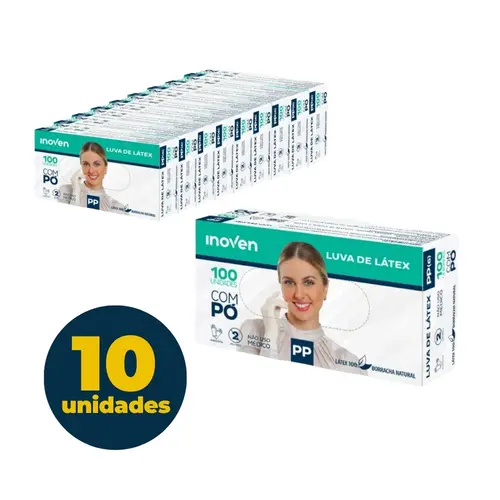 LUVA LATEX DESCARTAVEL AMBIDESTRAS PP C/ PO 100 UN10 PCT