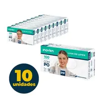 LUVA LATEX DESCARTAVEL AMBIDESTRAS PP C/ PO 100 UN10 PCT