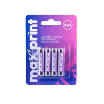 Pilha Comum Palito AAA 1.5V Maxprint 125mAh Blister com 4 Unidades