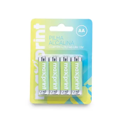 Pilha Alcalina AA 1.5V Maxprint 2450mAh Blister com 4 Unidades