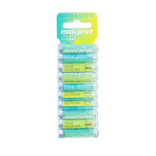 Pilha Alcalina Palito AAA 1.5V Maxprint 1100mAh Blister com 10 Unidades