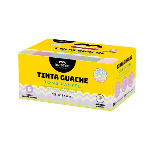 Tinta Guache 15ml Master com 6 Cores Pastel