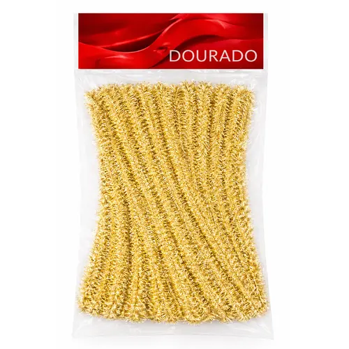aste Chenille 10cm Limpa Cachimbo com 20 Unidades Dourado