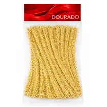 aste Chenille 10cm Limpa Cachimbo com 20 Unidades Dourado