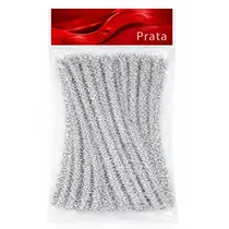 Haste Chenille 10cm Limpa Cachimbo com 20 Unidades Prata