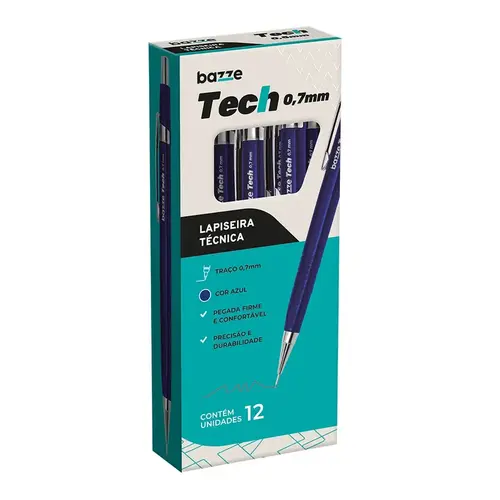 LAPISEIRA TECNICA 0.7MM BAZZE TECH AZUL 12 UN