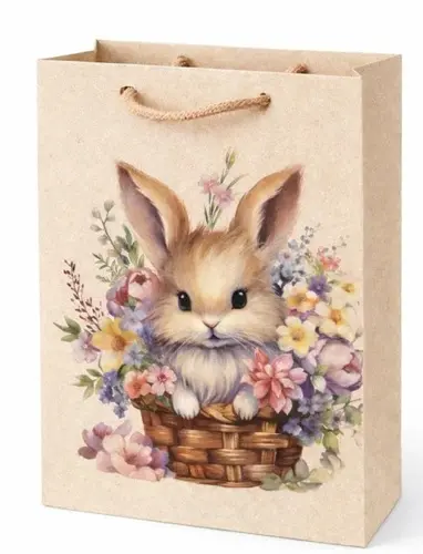 SACOLA PAPEL PRESENTE M 22CMX22CMX8,5CM PASCOA ECOLOGICA