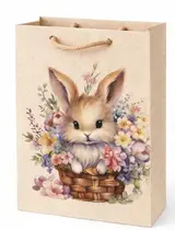 SACOLA PAPEL PRESENTE M 22CMX22CMX8,5CM PASCOA ECOLOGICA