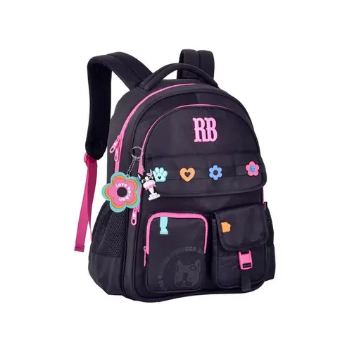 MOCHILA FEM INF S/RODA G REBECCA BONBON FLOWER POWER PRETA