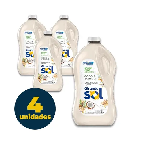 LAVA ROUPAS LIQUIDO 3L GIRANDO SOL COCO E BAUNILHA 4 UN