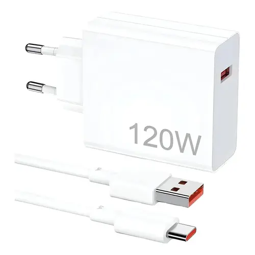 Carregador Turbo 120W com Cabo USB-C e Saída USB Bivolt