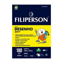 Bloco Escolar Desenho A4 180g Filiperson 210mmx297mm 20 Folhas Branco
