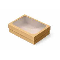 Caixa Presente Duplex Kraft com Visor M 30cm x 20cm x 8cm Uriarte