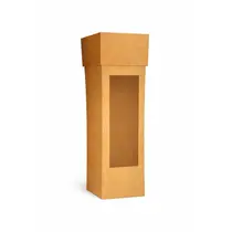 Caixa Presente Kraft para Vinho com Visor 8,2cmx8,2cmx32cm