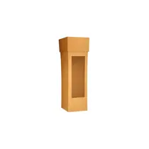 Caixa Presente Kraft para Vinho com Visor 8,2cmx8,2cmx32cm