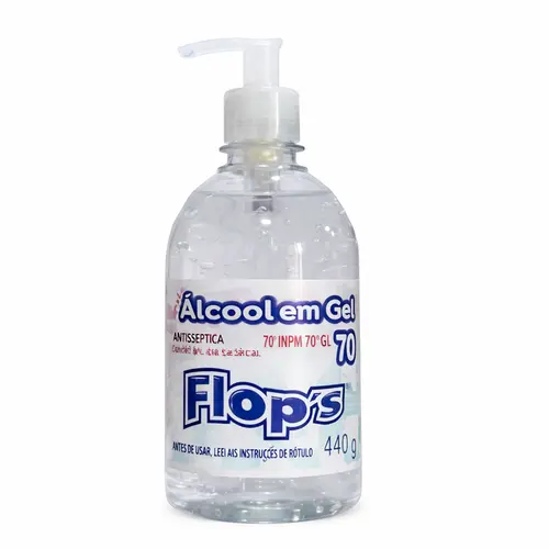 Álcool Gel Bactericida 70° INPM 440g Flop's com Válvula Pump