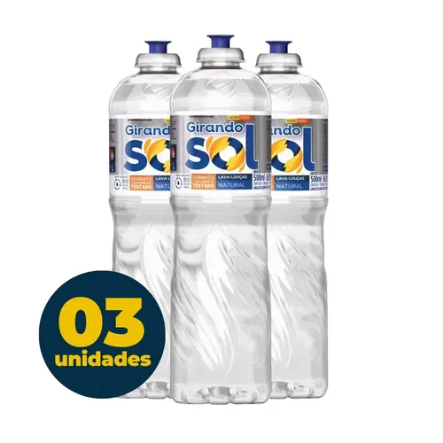 Detergente Liquido 500ML Natural Girando Sol 3 Unidades