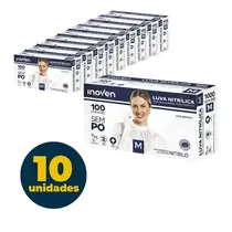 LUVA NITRILICA DESCARTAVEL M BRANCA S/ PO 100 UN 10 PCT