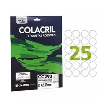 Etiqueta Redonda Colacril Carta 10 Folhas 42,33mm 25 Etiquetas por Folha CC293