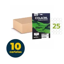 ETIQUETA COLACRIL CARTA 025 FL CC293 REDONDA 42,33MM 24 ET FL 10 CTL