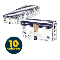 LUVA NITRILICA DESCARTAVEL G BRANCA S/ PO 100 UN 10 PCT