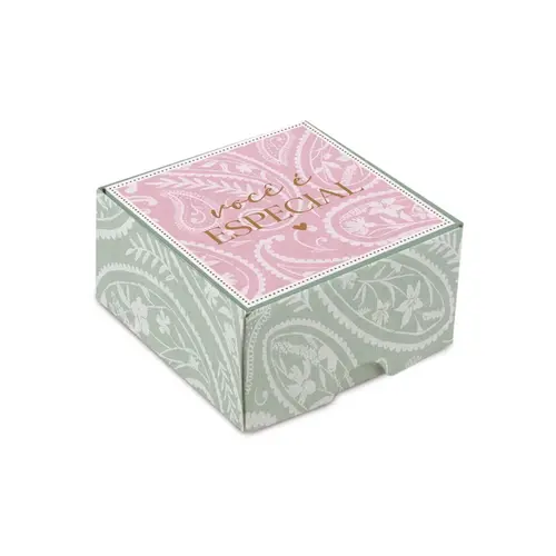 CAIXA PRESENTE QUADRADA MINI P 6,5CMX6,5CMX3,5CM CROMUS BOHO 10 UN