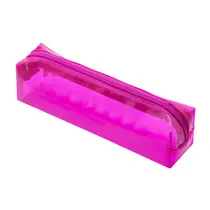 Estojo Quadrado 1 Zíper BRW Transparente Rosa ET0430