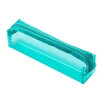 Estojo Quadrado 1 Zíper BRW Transparente Verde Água ET0431