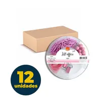 KIT OFFICE CLIPES/BINDER/ALFINETE/ELASTICO BRW ROSA 12 UN