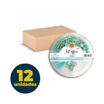 KIT OFFICE CLIPES/BINDER/ALFINETE/ELASTICO BRW TURQUESA 12 UN