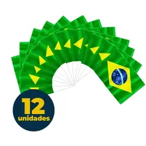 BANDEIRA BRASIL 28CMX19CM C/ HASTE 12 UN