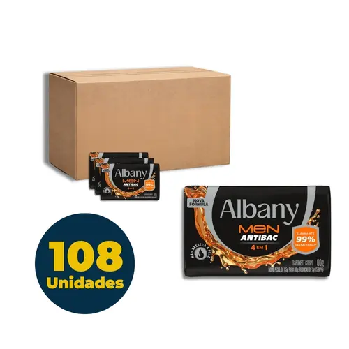 SABONETE BARRA 80G ALBANY MEN ANTIBAC 4 EM 1 108 UN