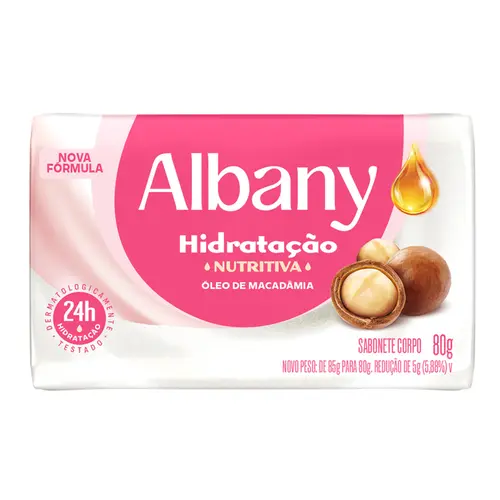 Sabonete em Barra Albany Hidratação Nutritiva Óleo de Macadâmia 80g