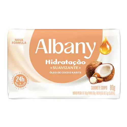 Sabonete em Barra Albany Hidratação Suavizante Óleo de Coco e Karité 80g