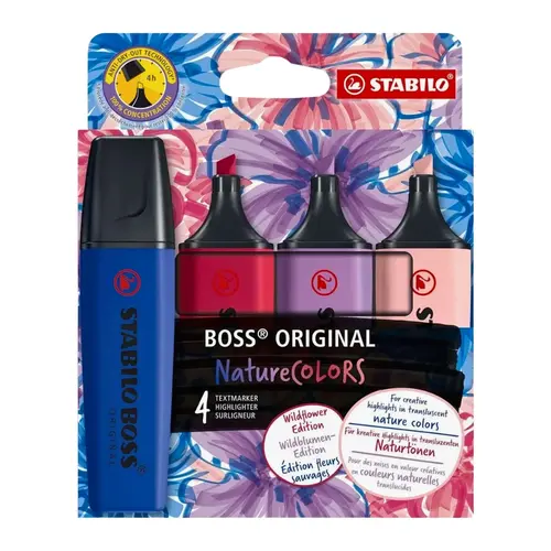 Marca Texto Stabilo Boss NatureColor Wildflower Estojo com 4 Cores 70/4-1