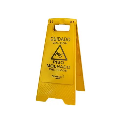 Placa de Sinalização Perfect Pro Cuidado Piso Molhado Amarela
