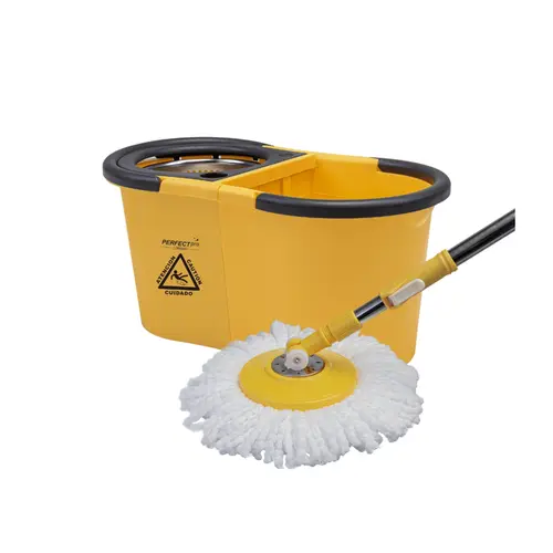 Mop Giratório Safe Profissional Perfect Pro 180° com Balde Duas Águas Amarelo