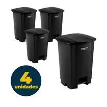 LIXEIRA 017L PLASTICA C/PEDAL PERFECT PRO BLACK 4 UN