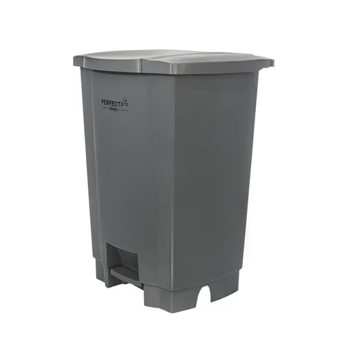 Cesto Lixo Plástico com Pedal 50 Litros Perfect Pro Cinza